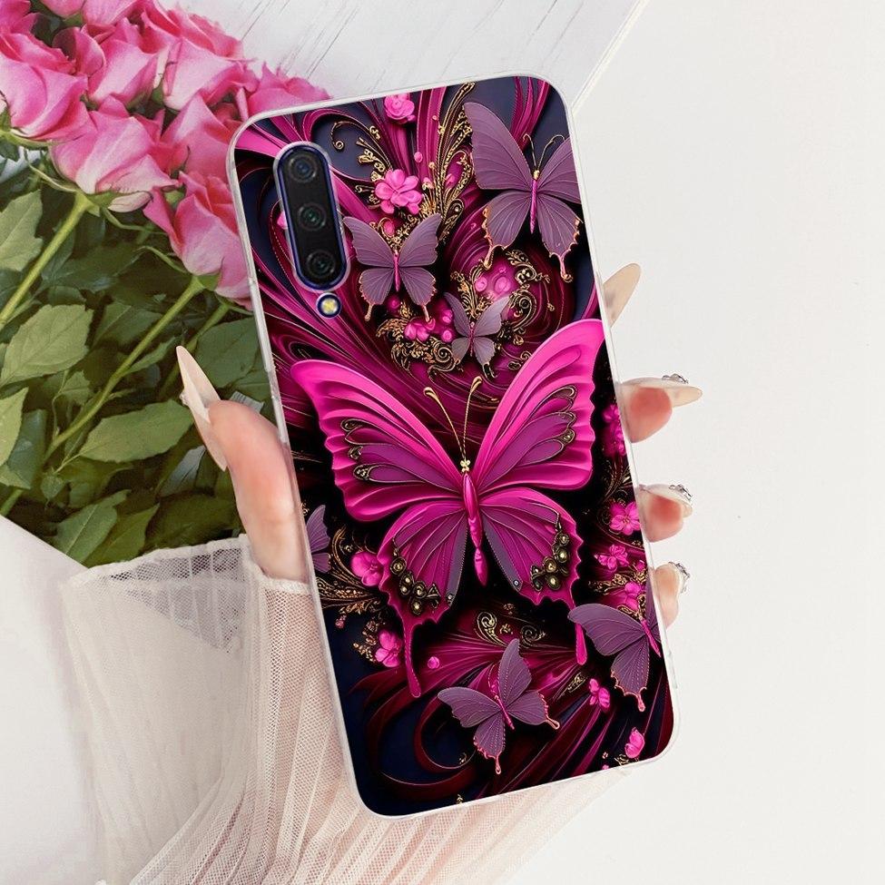 Transparent Casing For Xiaomi Mi9 Lite Case Cute Cat Fashion Butterfly Funny Cool Painted Cover M1904F3BG
