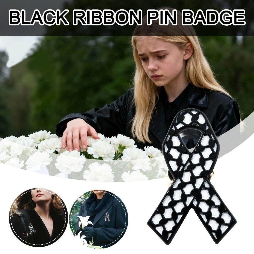 Queen Mother Memorial Black Ribbon Brooch Souvenir Alloy Badge Accessory Dress Coat Accessories