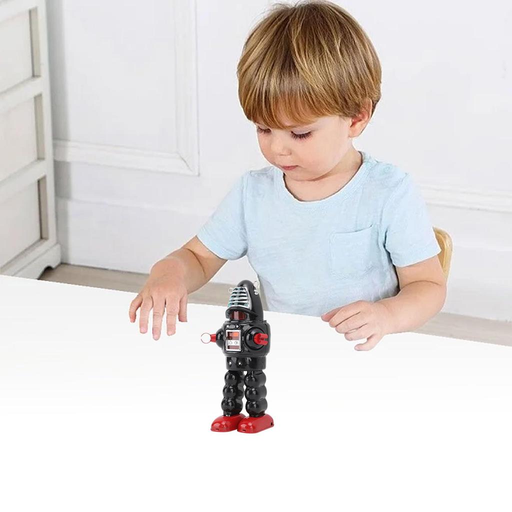 Walking Robot Walking Figure Metal Fencing Holiday Clockwork Toy, Toy, Robot, Collectible, Birthday, Gift, (Black)