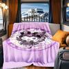 1pc Cute, Magical, Kuromi RV Flannel Blanket, Pattern Printed Blanket, Sofa Bed Couch Car Office Camping Travel Warm Comfortable Soft Blanke