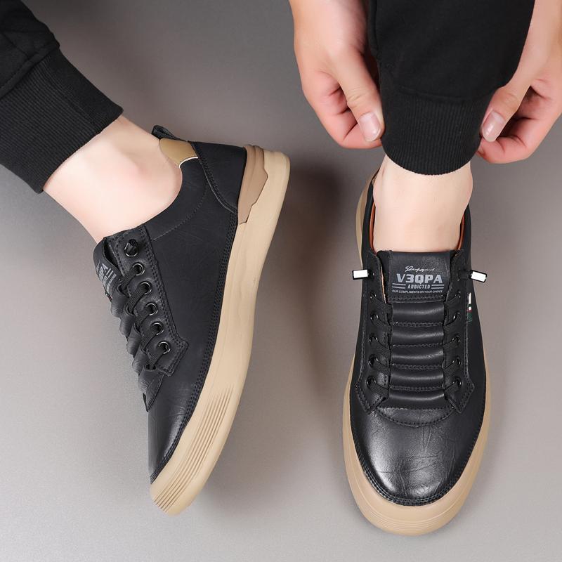 Fashion Handmade Skate Shoes Men All-match Mens Sneakers Male Shoes Classic Men Casual Shoes Lace-Up Men's Leather Outdoor Footwear