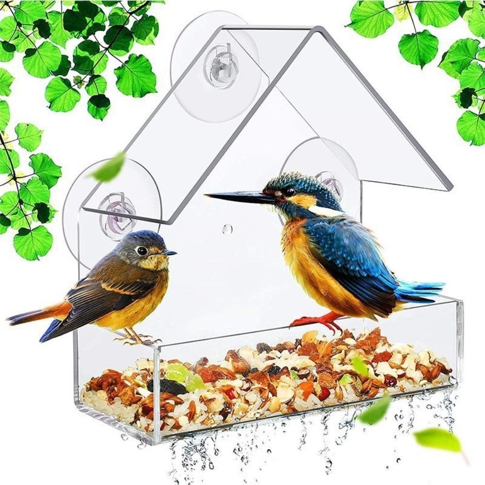 Dual Seed Tray Window Bird Feeder Tool-Free Clear Bird Feeder New Bird Feeding Bowl Bird Viewing