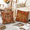 Red And Gold Tiger Cushion Cover Durable Hypoallergenic Organic Linen Pillow Cover Short Size Washable SkinFriendly