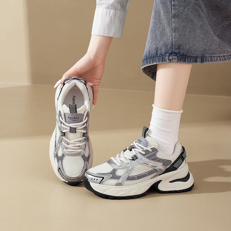 Augustine серебристые папины кроссовки женские 2025 новая летняя платформа жареная улица повседневная спортивная обувь легкие кроссовки для бега