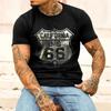 Men's Vintage Cotton T-Shirt American Personality Route 66 Designed Short Sleeved Women Tees Casual Plus Size Men Harajuku