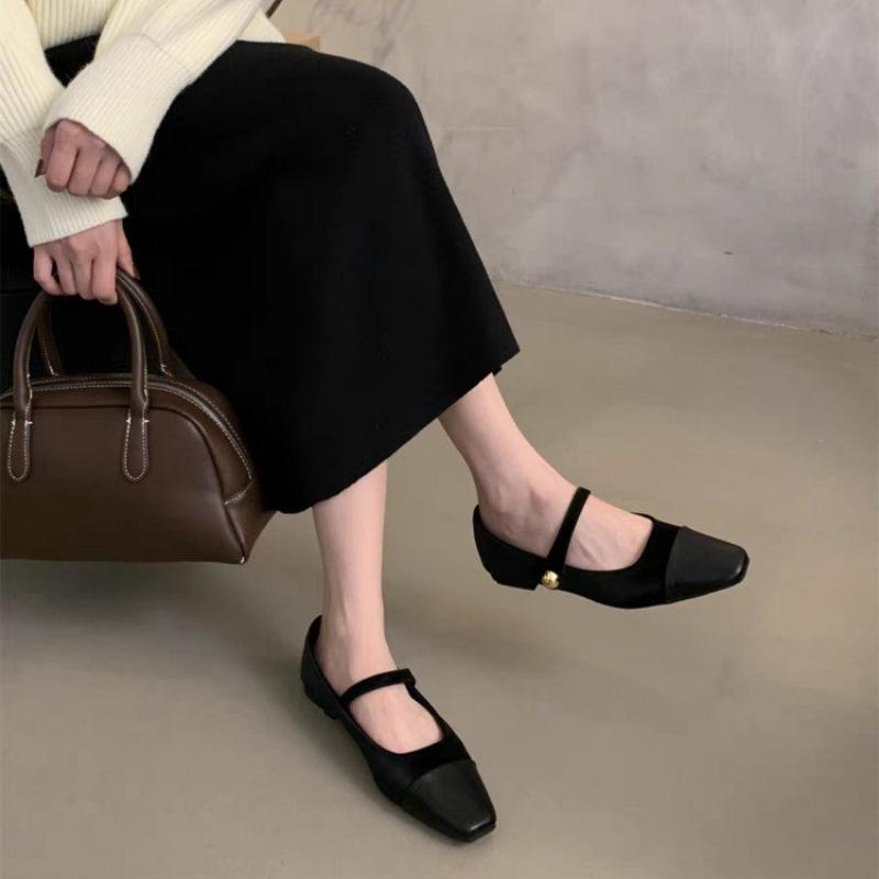 Мода 2024 Весна Новые женские туфли на плоской подошве Модные красные женские туфли Мэри Джейн на плоской подошве Женские туфли с квадратным носком Балетки для улицы