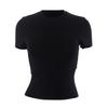 Women Tee Shirt Round Neck Short Sleeve Pullover Tops Slim Fit Solid Color T-shirt Streetwear