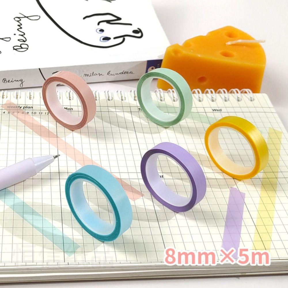 Transparent Fluorescent Index Tabs 5 Rolls Label Stickers Highlighter Sticker  DIY Scrapingbook
