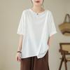 Винтажная хлопковая повседневная свободная летняя футболка большого размера с короткими рукавами, женская футболка