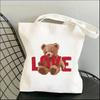 Harajuku Cute Bear Art Shoulder Bags Kawaii Tote Handbag Canvas Girl Environmental Large Capacity Portable Shopping Bag