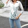 Женская модная повседневная рубашка с лацканами и цветочным принтом на пуговицах с рукавами 3/4