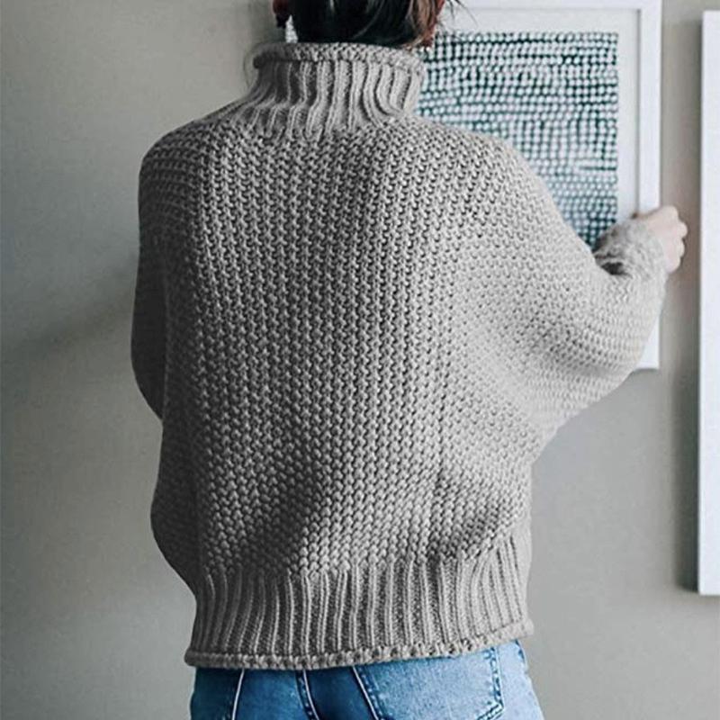 New Autumn Long Sleeve Loose Casual Knitwear Sweater Women Winter Half High Neck Pullover Sweaters for Women Fashion Plus Size Knitted Sweater 24889