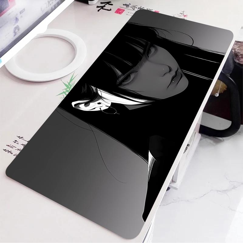 Art Pretty Comic Black White Girl Mouse Pad Dark Girls Gamer Computer Laptop Gaming Pc Accessories Keyboard Laptop Desk Mats