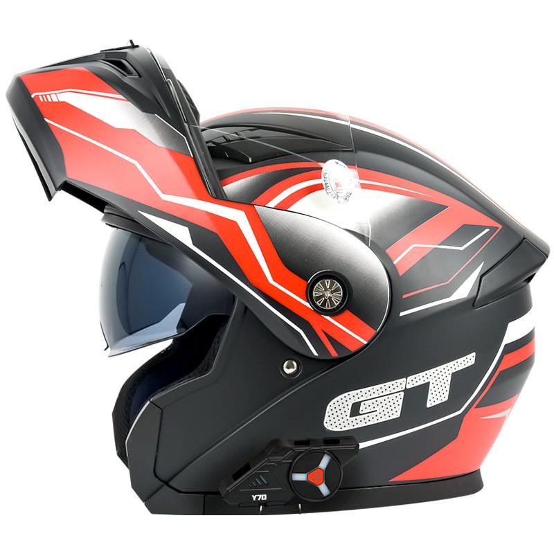Full Face Motorcycle Helmet With Dual Visor Flip-Up Design Bluetooth Compatible Long Battery Life ABS Material Certified