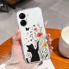Прозрачный чехол для Poco X7 Pro Милый Кот Цветы Мягкий ТПУ Корпус для Xiaomi Poco X 7 Pro X7Pro Ударопрочный Задняя крышка телефона Fundas