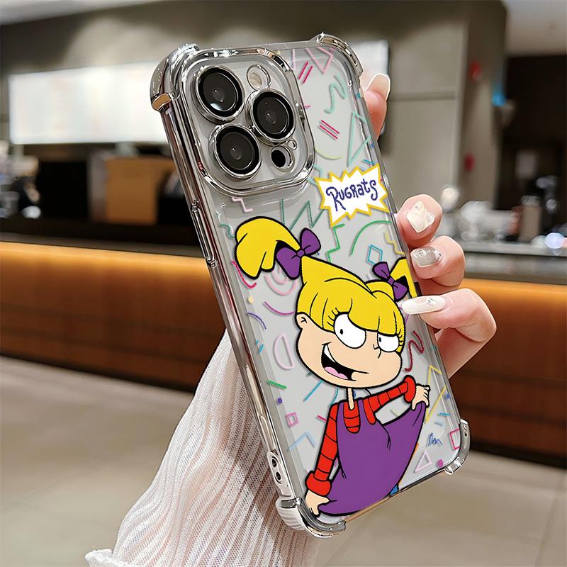 Funny Cartoon R-rugrats Plating Phone Case For iPhone 17 16 15 14 13 12 11 Pro Max X XR XSMax 8 Mini Air Plus Anti-Fall Airabag