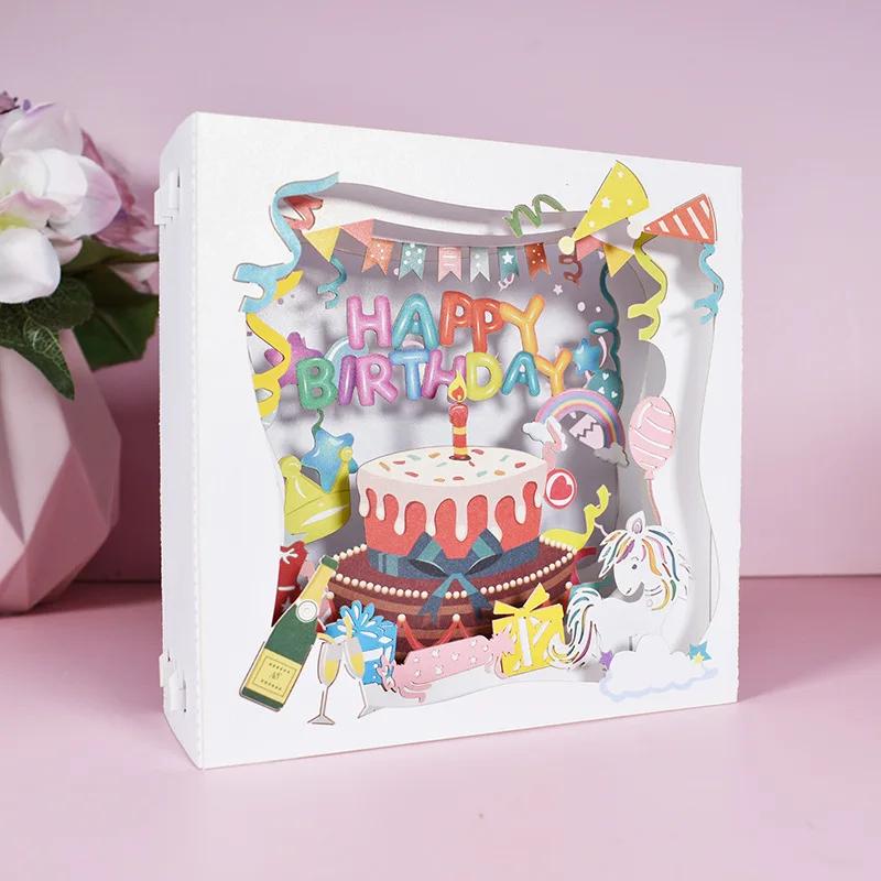 Birthday Gift Card Pop Up Greeting Cards for Kids Business Wife Husband Baby Shower