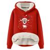Women's Fashion Hooded Padded Thickened Warm Christmas Printed Loose Pullover Sweatshirt