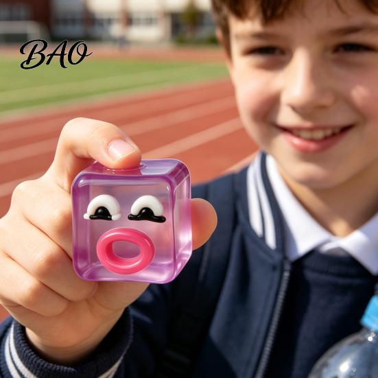 Lightweight Clear Cube Toy Cartoon Expression Stress Toy, Anxiety Relief Sausage Lip Sensory Squeeze for Relaxation Portable Reliever