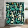 Красочная шторка для душа с кошачьим узором, синяя, зеленая, белая, с цветочным дизайном, для декора ванной комнаты, из полиэстеровой ткани, водонепроницаемая, набор с ковриком для ванной