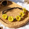 Summer Hair Wreath for Photoshoot Sunflower/Daisy Headband Women Girls, Flower Headpiece, Adjustable Elastic Daisy Children Silk Crown Beach