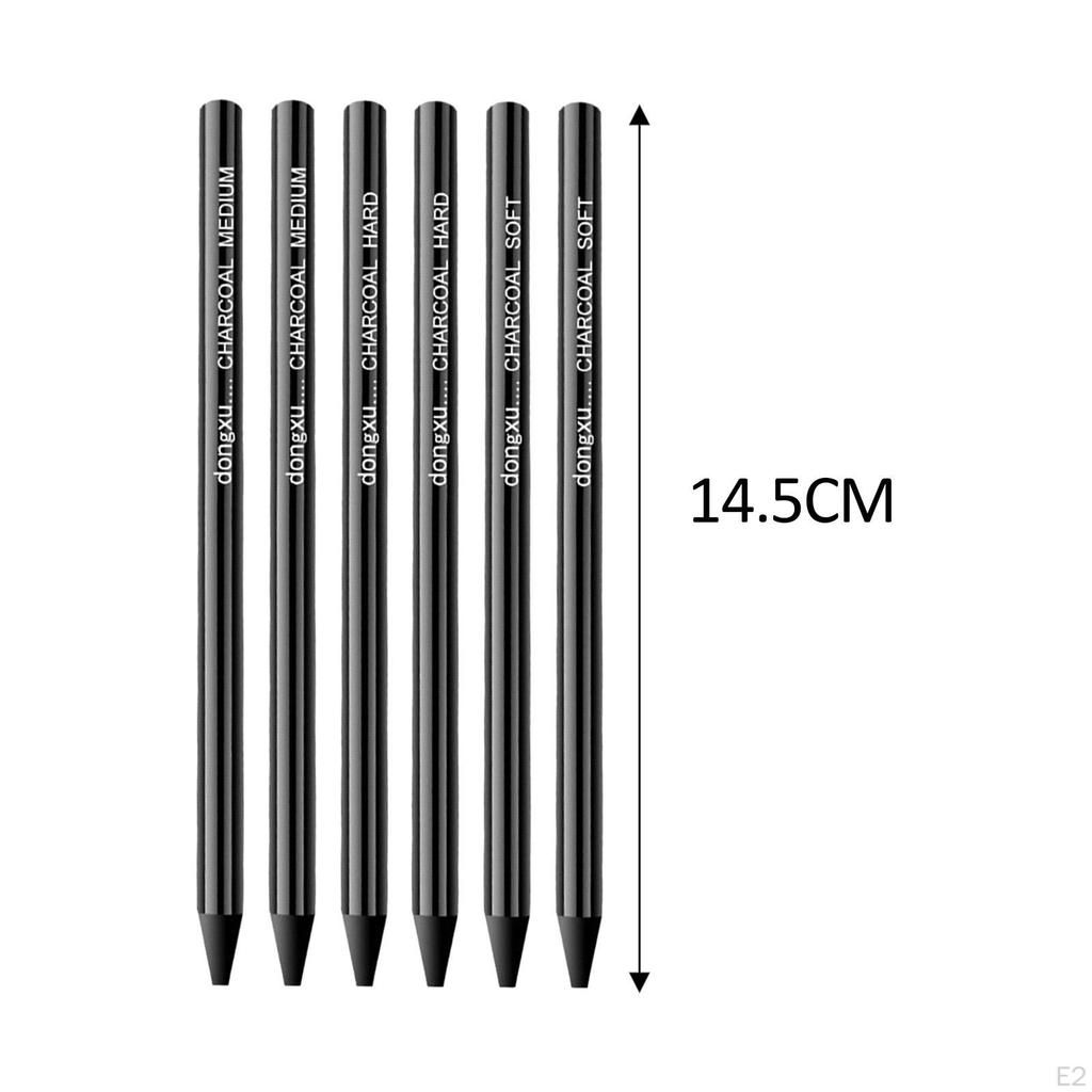 6 угольных полосок для эскизов, угольные карандаши, портативные, практические, профессиональные, стационарные для художника, художественные работы