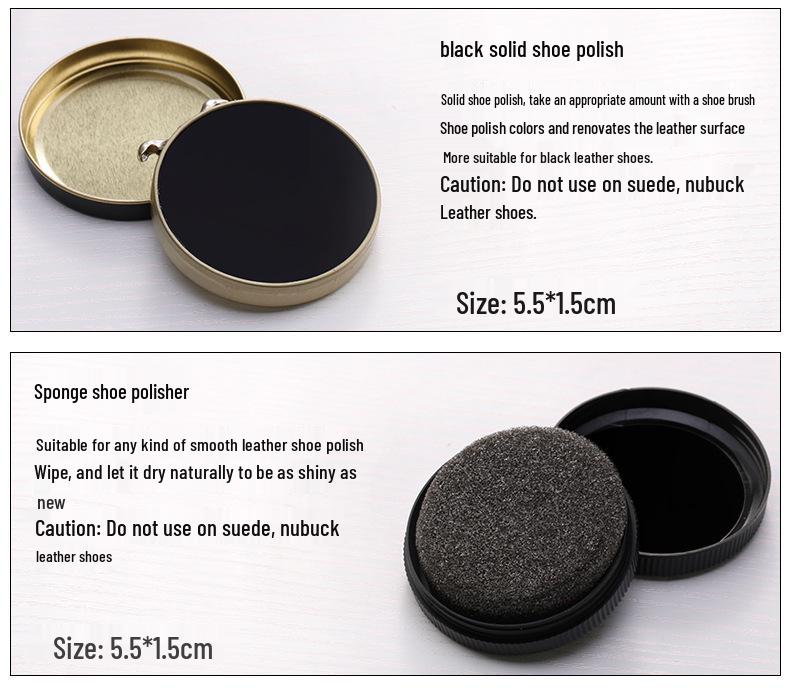 Leather Shoe Care Kit: Black & Colorless Polish, Cleaning & Maintenance Oil, Polishing Brush, Anti-Slip Treatment.