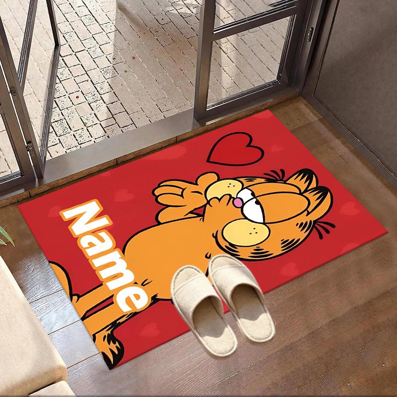 Custom Name Personalized Garfield Print Carpet, Versatile Home Decor Rug, for Playroom, Apartment, Balcony, Entryway, Hallway Gift