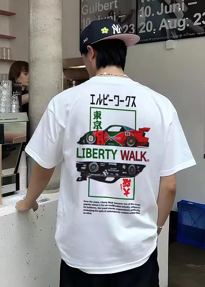 Мужская футболка LBWK Liberty Walk с принтом гоночного автомобиля Токио, культура японского дрифта, хлопковая, повседневная, унисекс