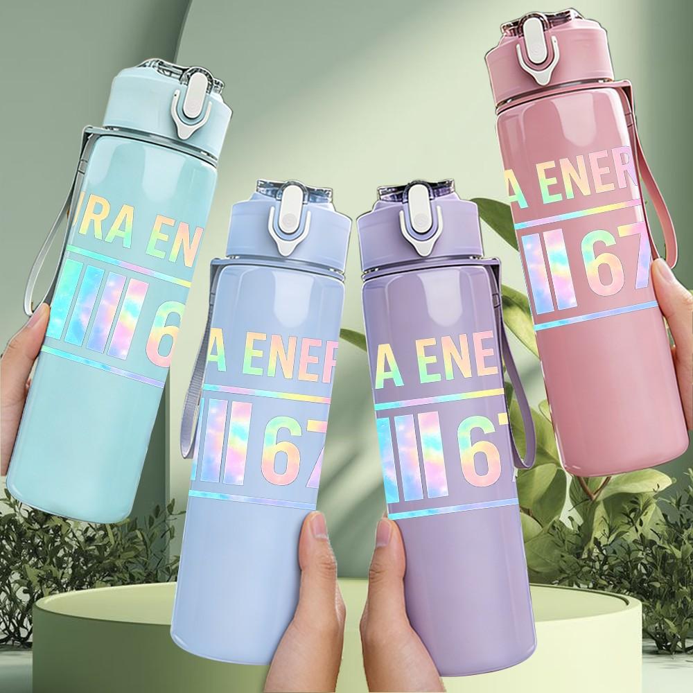 1PC Aura Energy Hks 67 Color Gradient Print 750ml Color Plastic Sports Water Bottle Leakproof Flip Straw Lid Suitable for Sports Office Home Use