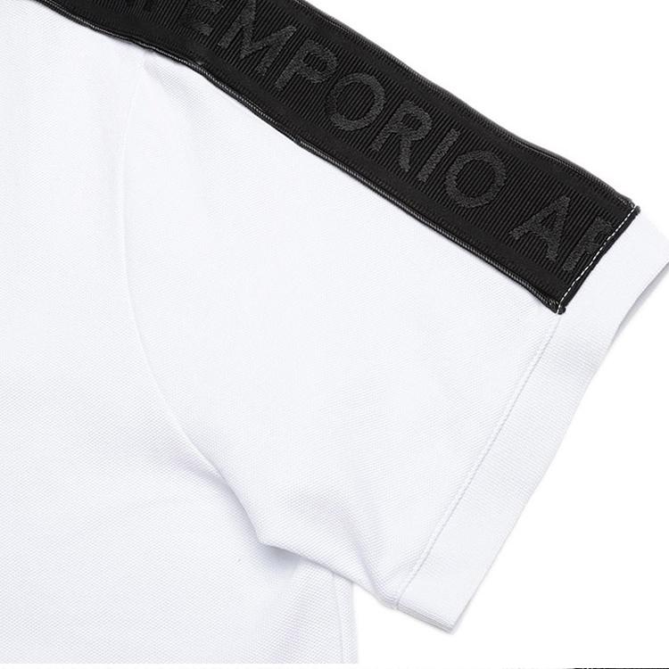 Emporio Armani SS23 Цветной Блок Плечо Логотип Ремень Короткий Рукав Поло Мужские Топы Белый 3R1FG2-1JCYZ-0100
