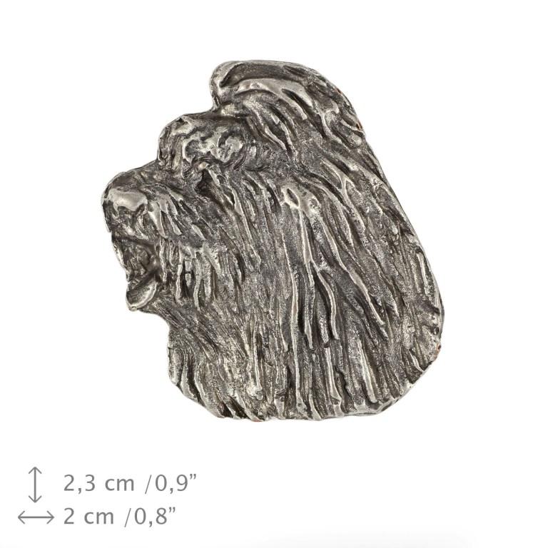 Old English Sheepdog, Bobtail, Bob-tail  - Silver-plated dog brooch, elegant pin, jacket lapel decoration by Art-Dog brand