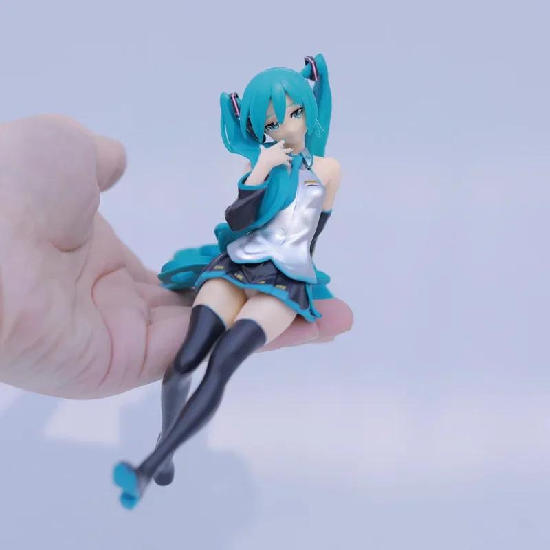 14CM Anime Sitting Hatsune Miku Figures kawaii Long Hair Sakura Action Toys Girls PVC Figure Model Toys Hatsune Miku Girl