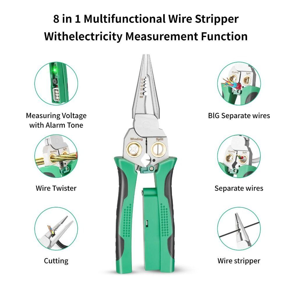 8 In 1 Electrician Wire Stripping Pliers Stainless Steel Wire Crimping Pliers Winding