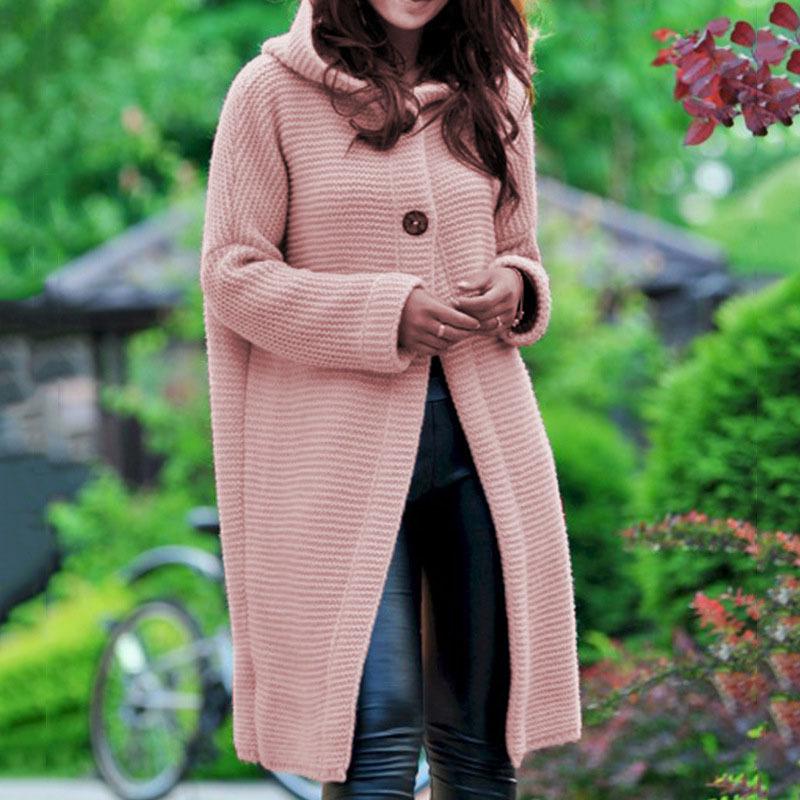 Women's Fashion, Elegant Temperament, Commuting, Extended Length, Oversized Sweater, Spring and Autumn Cardigan, Hooded Jacket