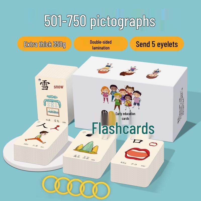 Kindergarten Literacy Cards: 3000 Words - Baby Word Recognition Chart & Pictographic Reading for Chinese Characters