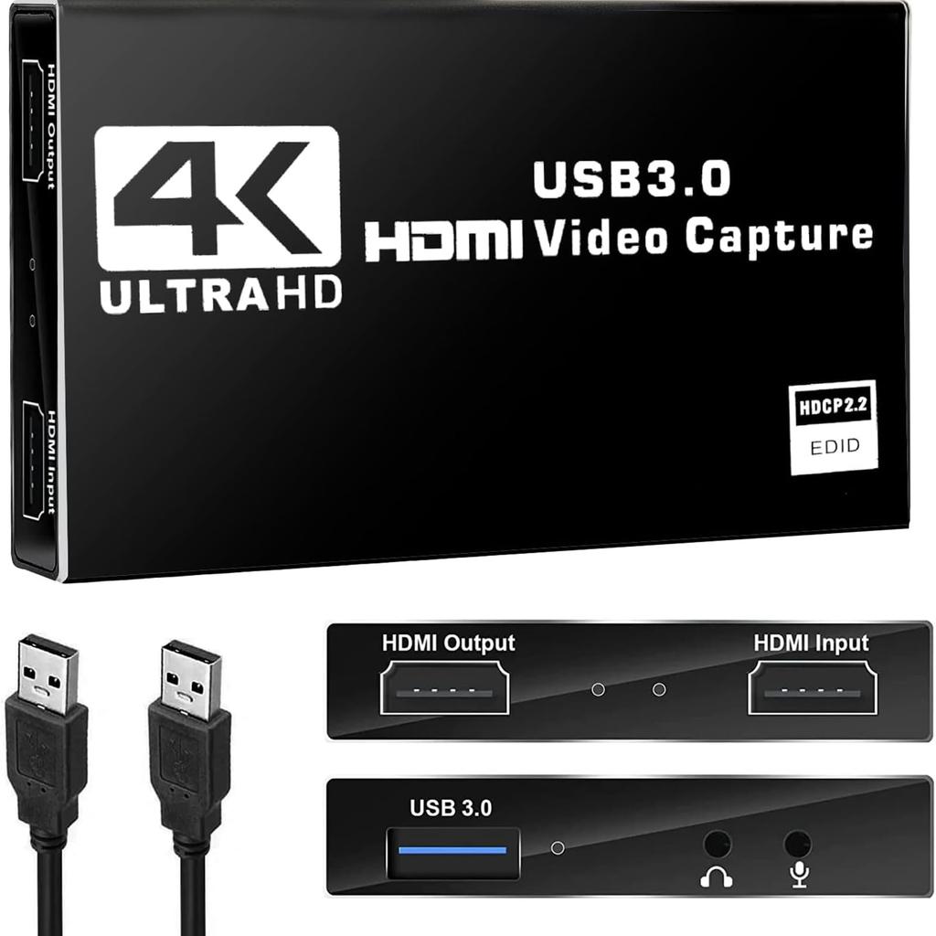 Плата захвата BotthHealth 4K HDMI Passthrough 1080P 60FPS Видеозахват игры Full HD 60 Гц Видеозахват Подходит для экрана видео в реальном времени для игр