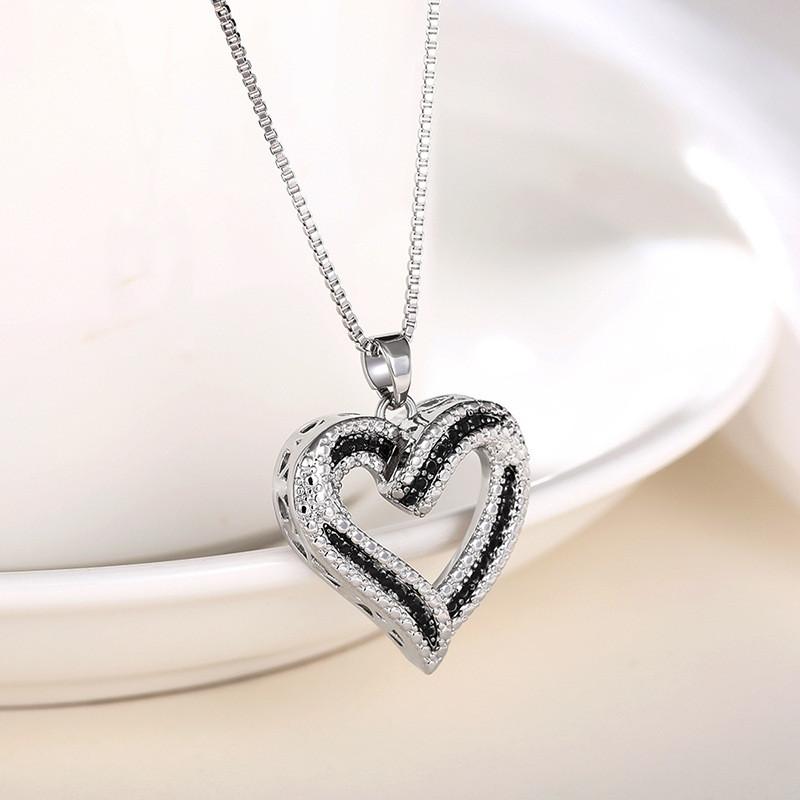 Sterling Heart Pendant Necklace for Women Bridal Wedding Necklace Engagement Party Statement Jewelry Gifts