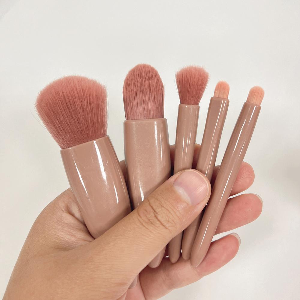 Custom Travel Portable 5pcs Mini Makeup Brushes Tool Set Cosmetic Powder Eye Shadow Foundation Make up Brush With Box and Mirror