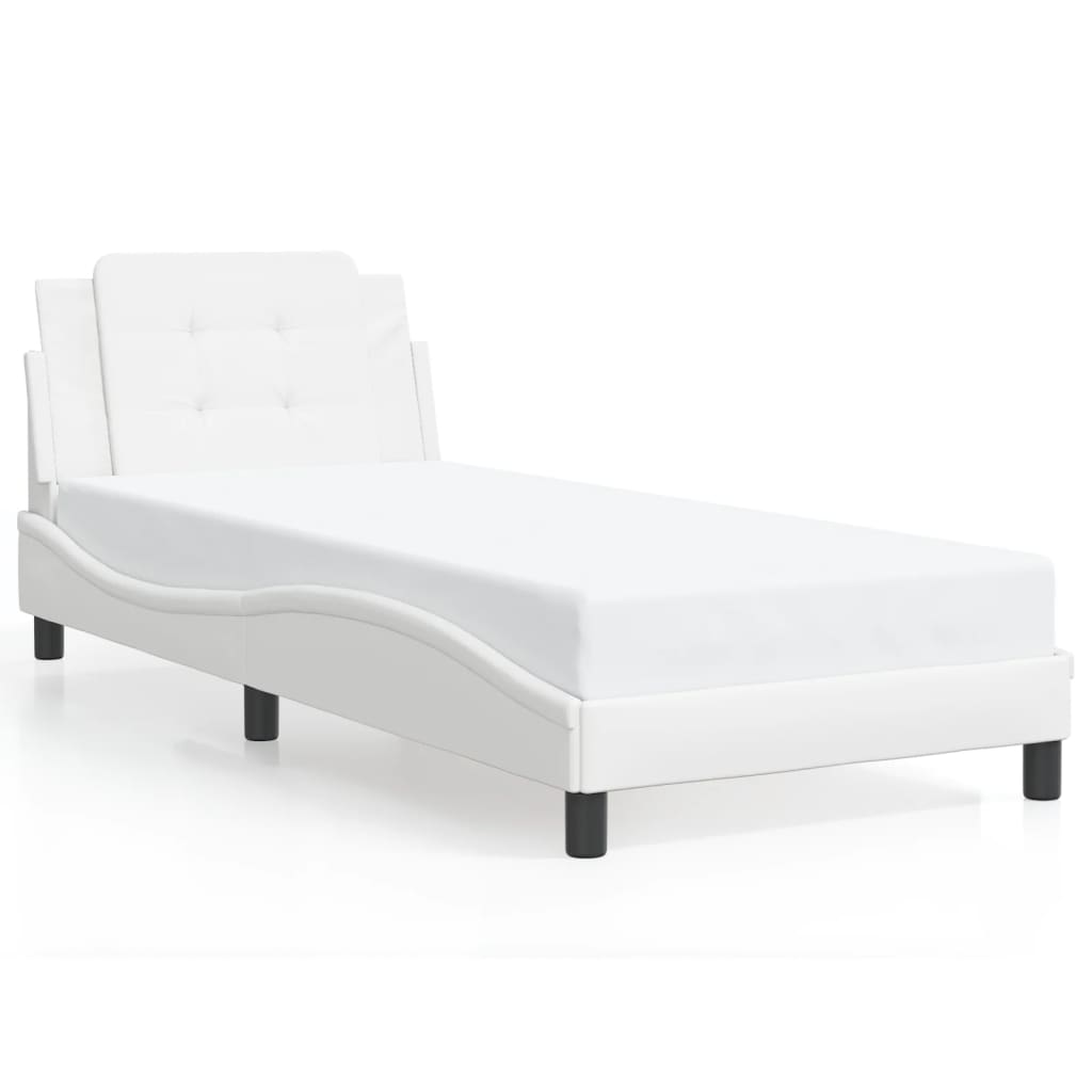 Vidaxl Rama Łóżka Z Led, Biała, 90X190 Cm, Sztuczna Skóra