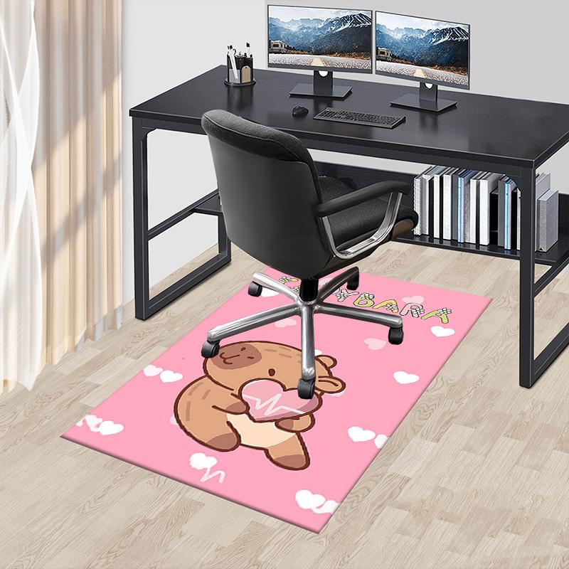 1PC Capybara Love Anti-slip carpet, suitable for Office, bedroomand playrooms. It can also be used as a sofa footrest cover-R16