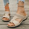 20252025 Spring and Summer New Open-toed Wedge Heel Large Size Foreign Trade One-character Hollow Beach Women's Cool Slippers