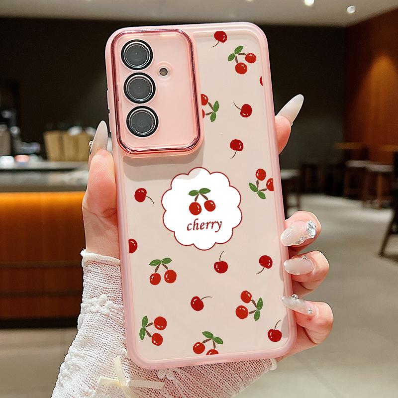 Large Cherry Print Case For Samsung Galaxy S24 S21 FE S25 S24 S23 Ultra A56 A55 A54 A15 A16 A25 A35 A36 A53 Soft TPU Phone Cover