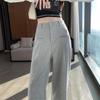 2025 Женские серые брюки с высокой посадкой, широкими штанинами, стройнящие, повседневные, для весны, осени или зимы