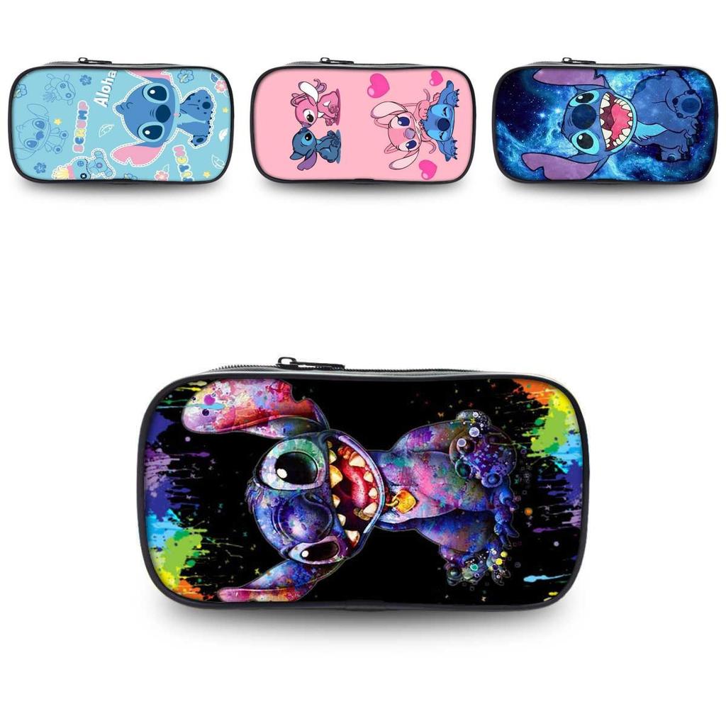 Charming Stitch Student Pencil Case Durable Polyester Cartoon Stationery Holder