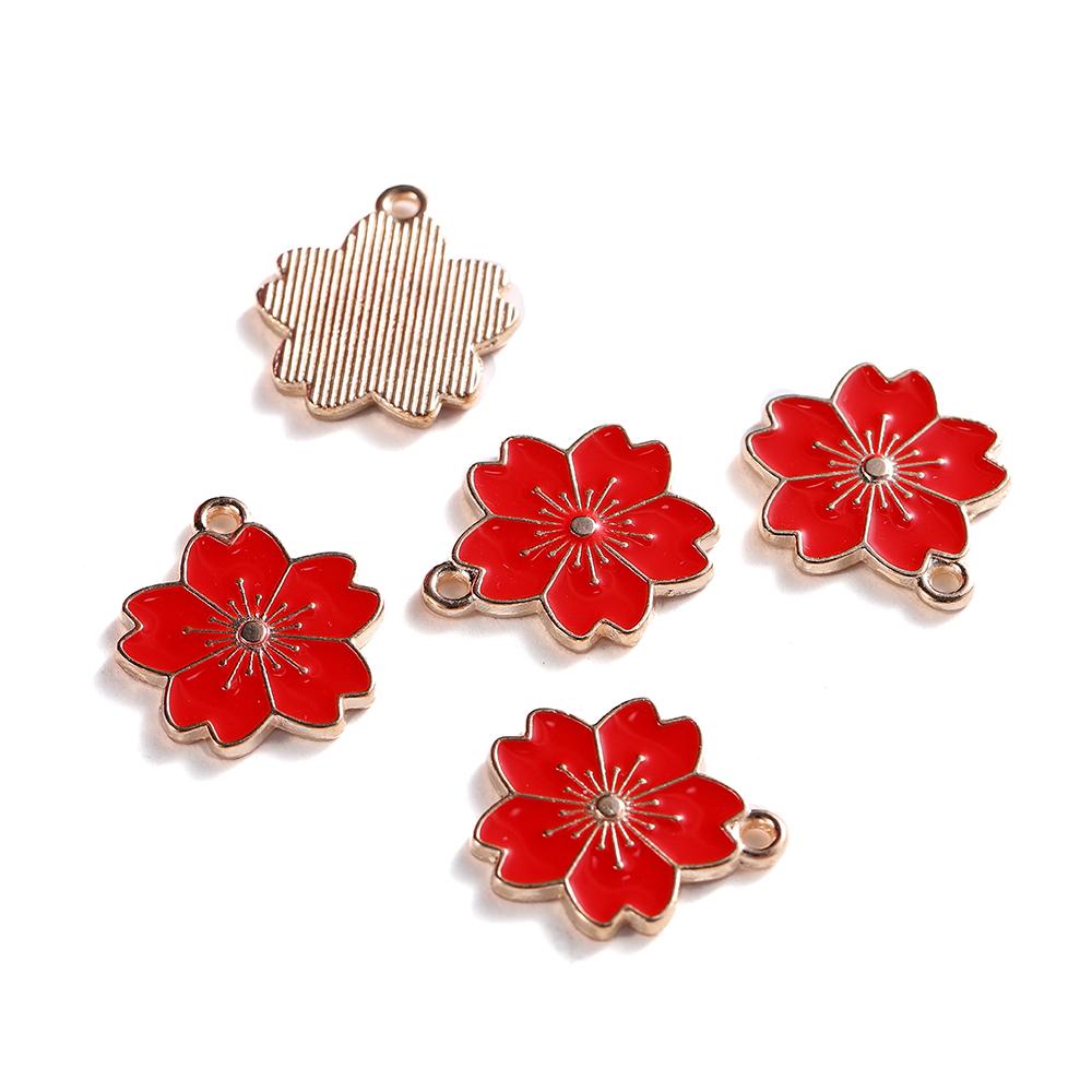 10Pcs/lot Mix Style Colorful Flower Pendants Enamel Metal Necklace Bracelet Charms For DIY Jewelry Making Supplies Accessories