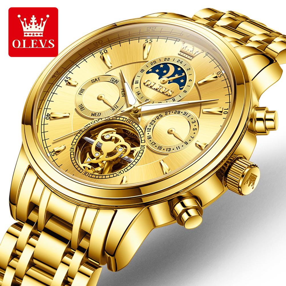 OLEVS 6746 New Watches for Man Luxury Tourbillon Style Automatic Mechanical Men's Watch Original Brand Multi Function Wristwatch