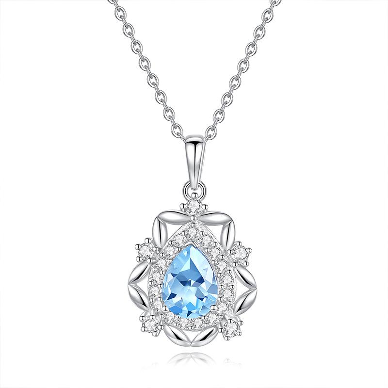 Natural colored treasure spar pendant s925 sterling silver non-fading necklace women's high-end design clavicle chain daily women's jewelry gifts