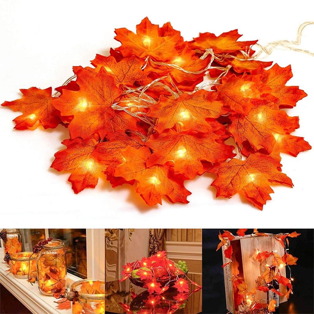 Fall Thanksgiving Maple Leaf Lamp Garland Decoration Decor LED Lighted Autumn Leaves Xmas