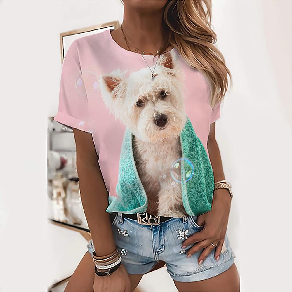 Милые топы с собаками, женская праздничная футболка с надписью «Love Dog Day», модная футболка с животным принтом, женская футболка Kawaii, летняя повседневная одежда с круглым вырезом